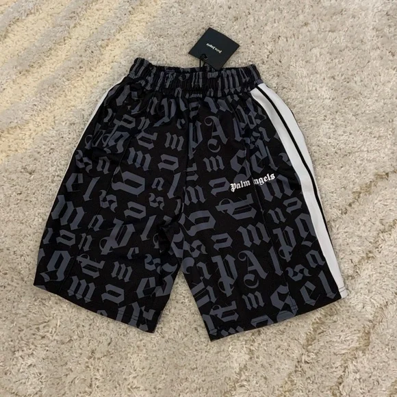 Palm Angels Classic Logo Striped PA Letters Track Shorts Grey Mens Size Large - Picture 1 of 2